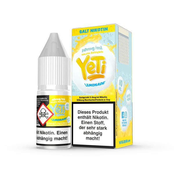 YETI NicSalt - Lemonade Liquid 10ml 10mg Steuerware