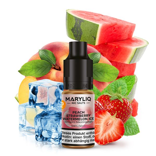 Maryliq - Peach Strawberry Watermelon Ice Nic Salt Liquid 10ml