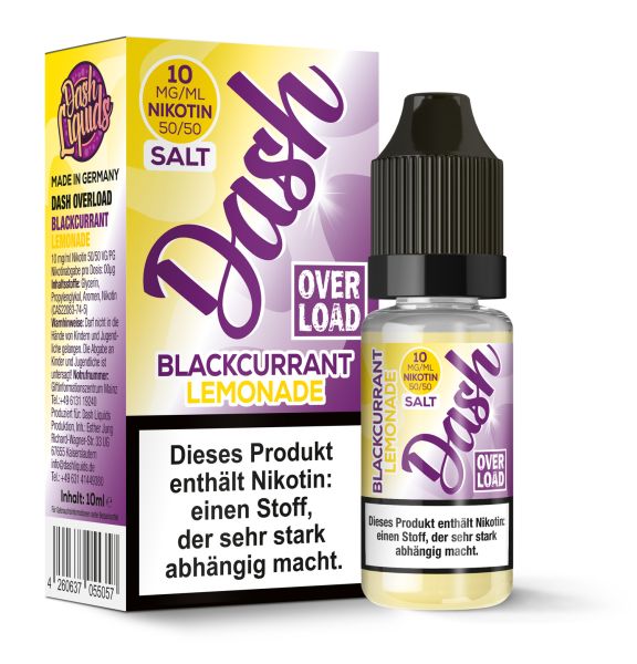 Dash Overload Nic Salt - Blackcurrant Lemonade Liquid 10ml
