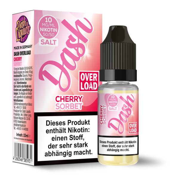 Dash Overload Nic Salt - Cherry Sorbet Liquid 10ml