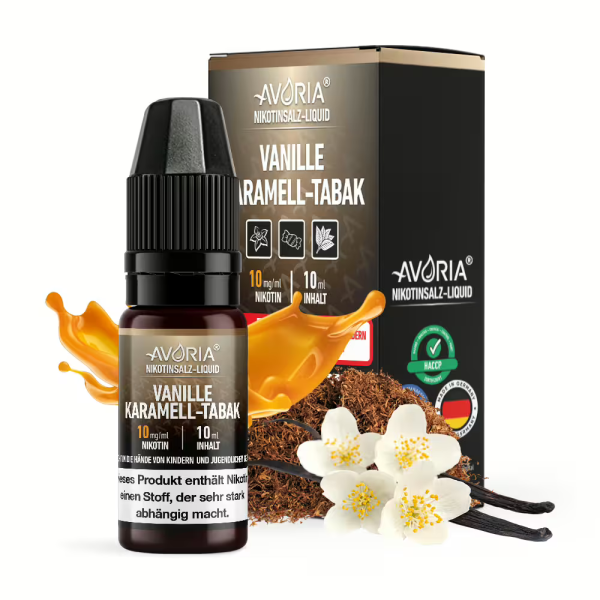Avoria Nic Salt - Vanille-Karamell-Tabak Liquid 10ml