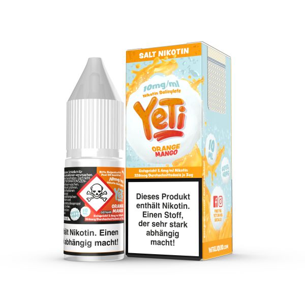 YETI NicSalt - Orange Mango Liquid 10ml 10mg Steuerware